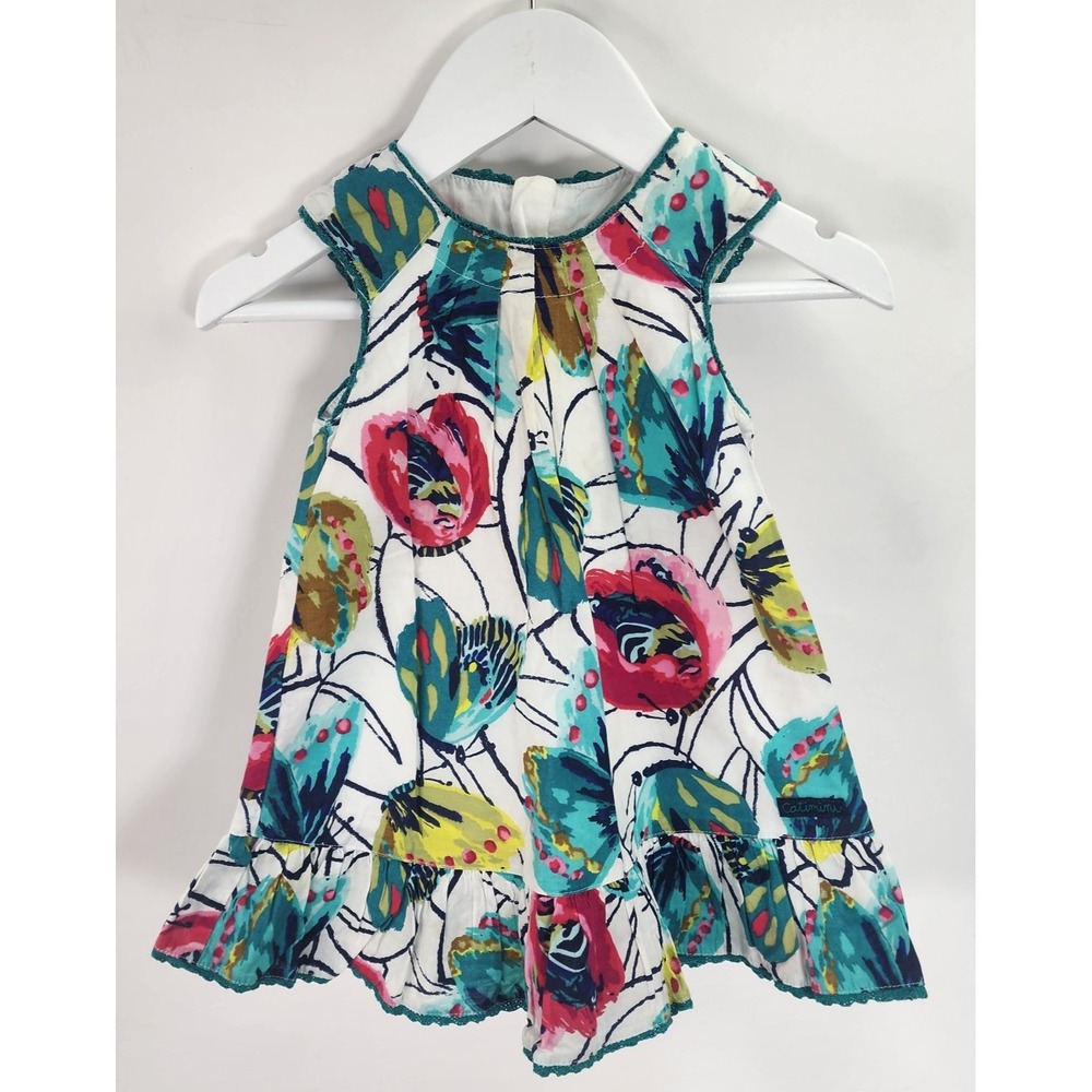 Catimini Dress Girls 18Months Floral Butterfly Drape Europe